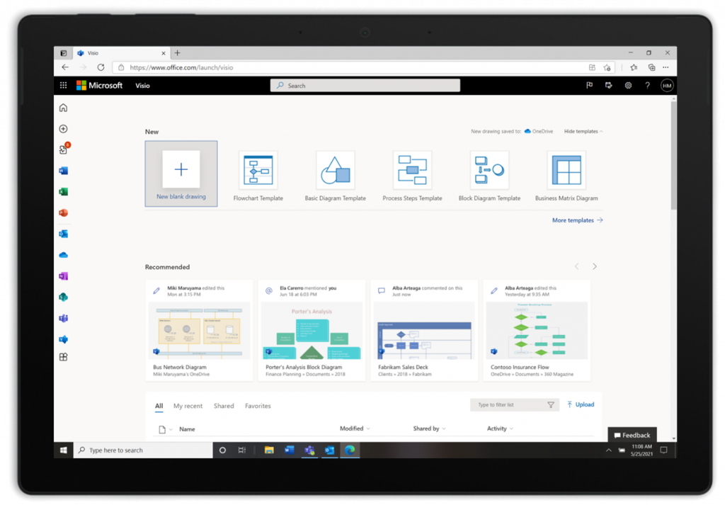 Startmenü Visio Web Version