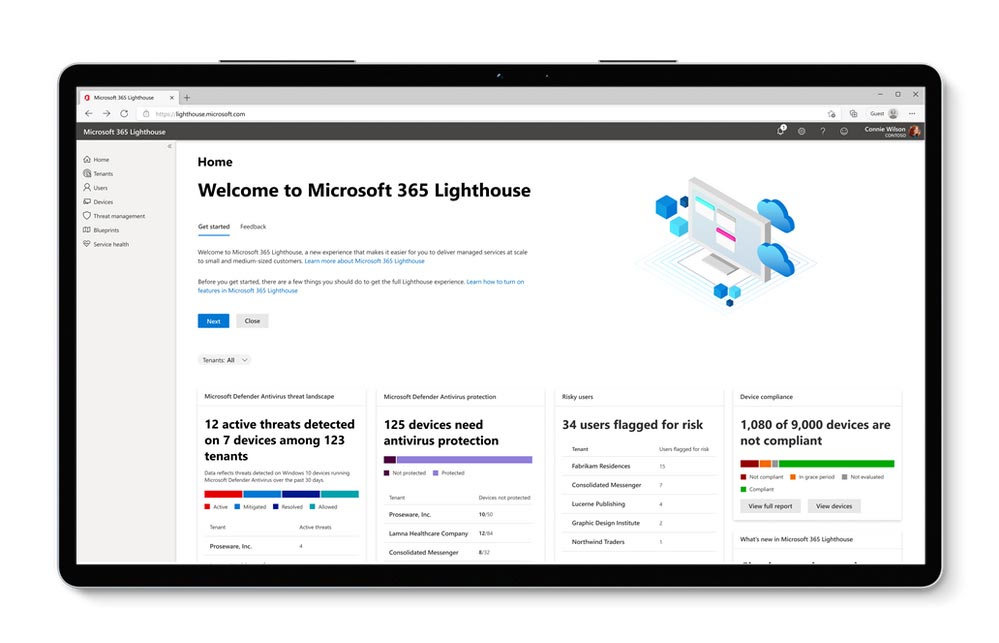 Bildschirmdarstellung von Microsoft Lighthouse