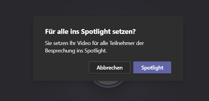 Screenshot der Funktion Teilnehmer ins Spotlight setzen