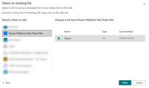 eine bestehende Liste auswählen