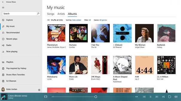 Startseite von der Desktop Version von Groove Music im Microsoft Store. 
