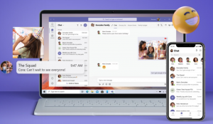Laptop und Smartphone mit Microsoft Teams Anwendung