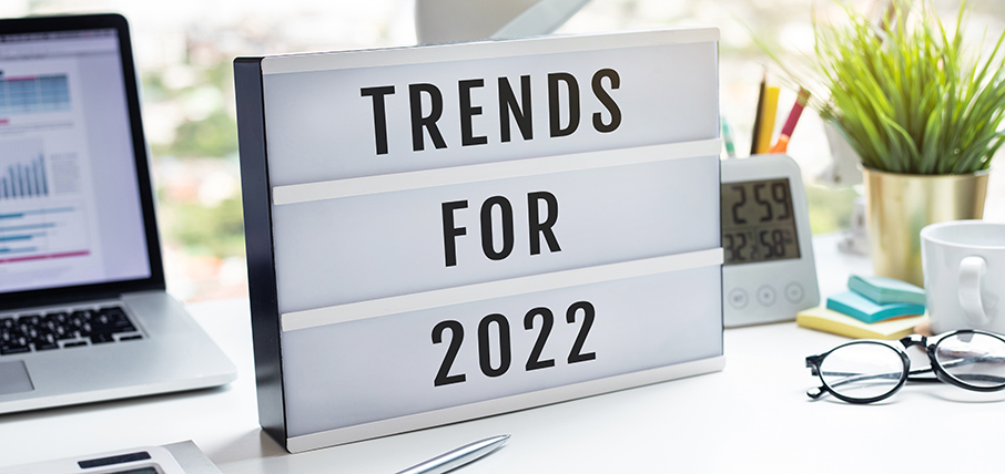 Trends for 2022 concepts with text on lightbox