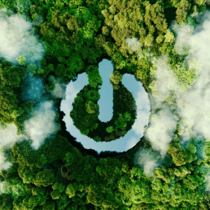 Grüne Landschaft mit Start Button